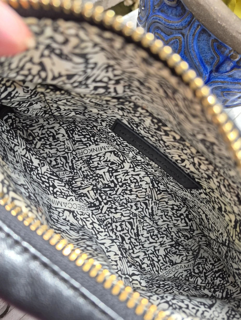 Rebecca Minkoff Black Leather Studded Crossbody Bag with Gold Zippers - Picture 13 of 16